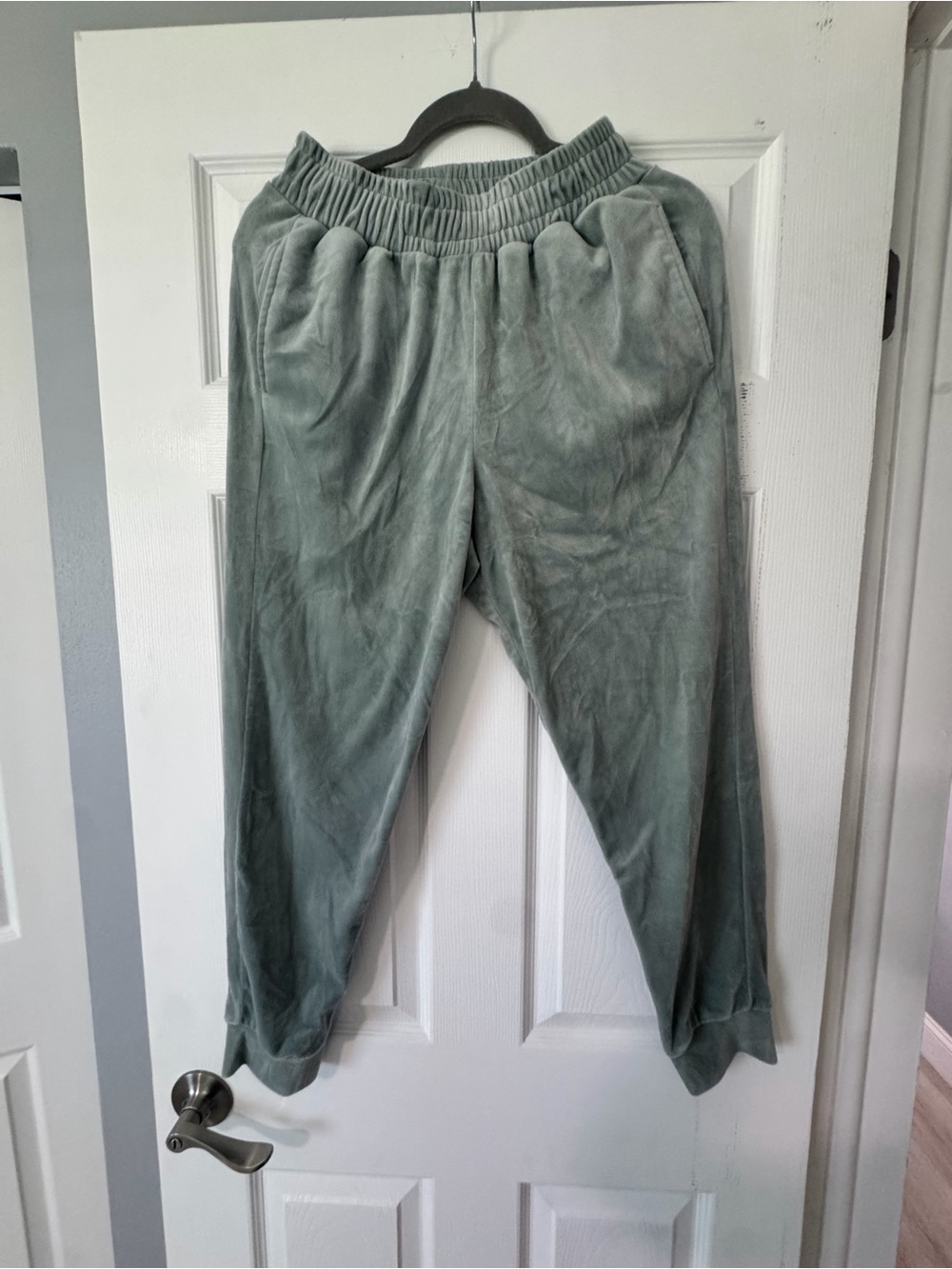 Charlotte Russe Velour Joggers in Sage Green